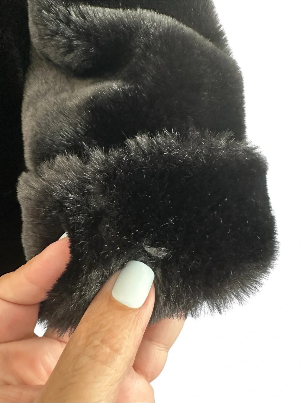 GAP Girls Faux Fur Coat 7-8 Black Mock Collar Soft Jacket Plush Cozy Warm